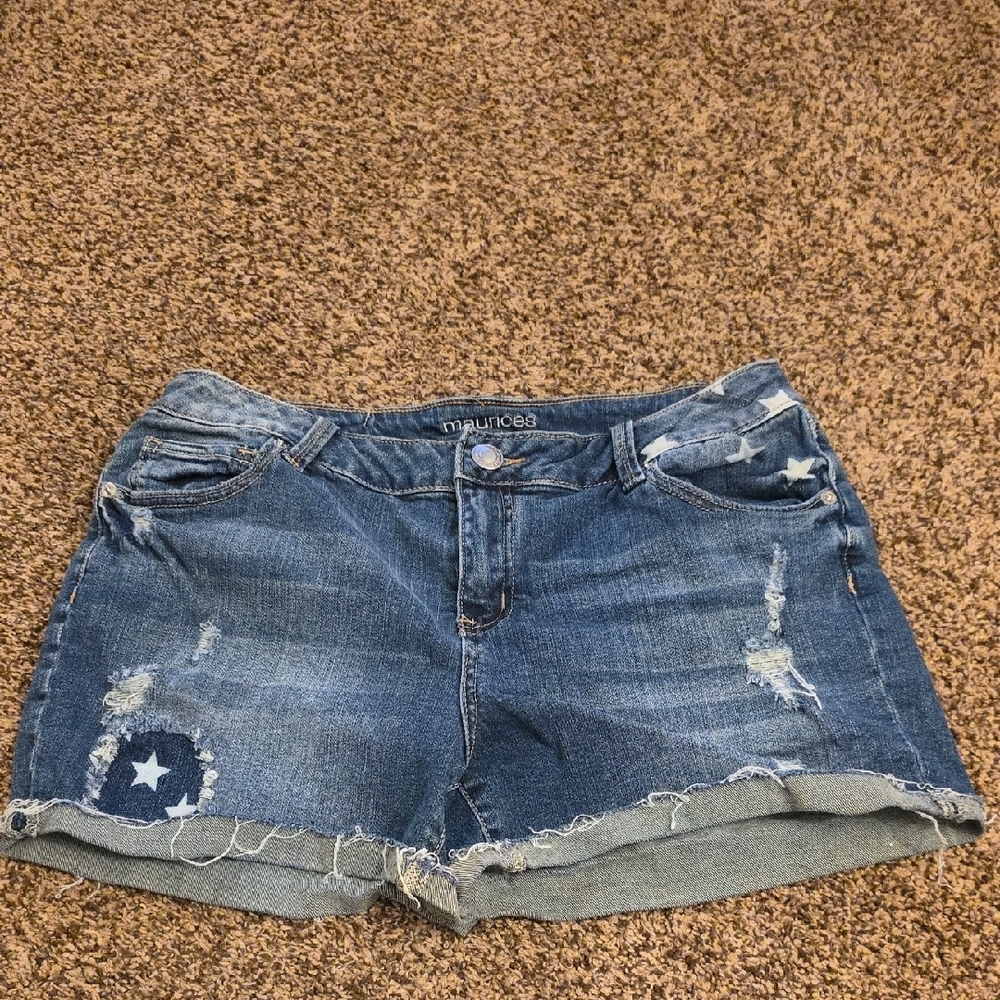 Maurices Blue Distressed Jean Shorts with Rolled Hems Size 11/12